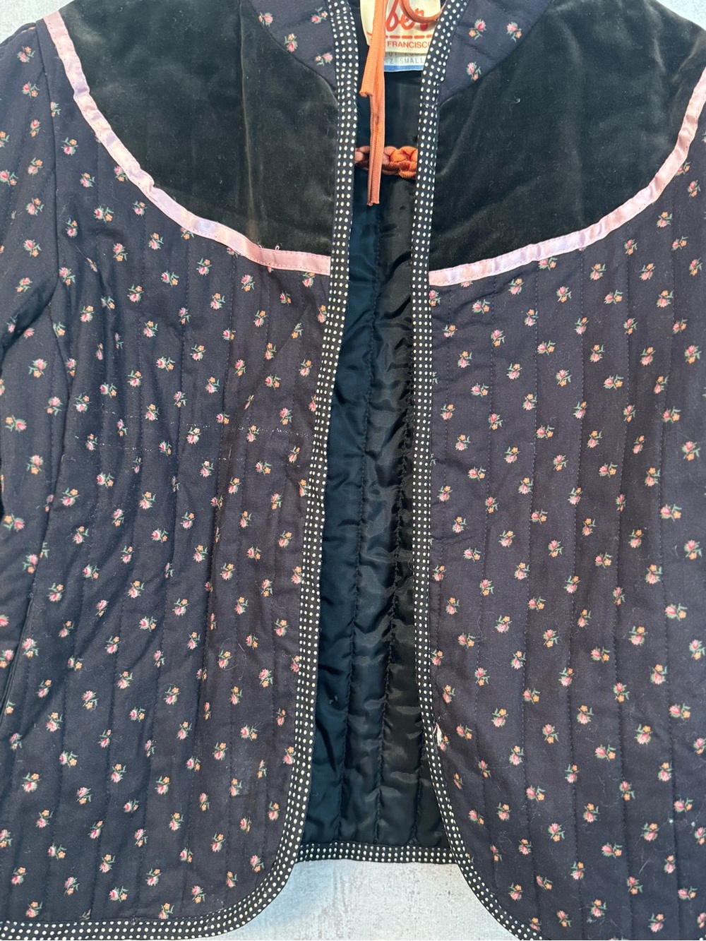 vintage 1970s Eber San Francisco quilted calico jacket Size S - Picture 10 of 14
